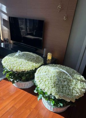 باکس گل سفیدمناسب ولنتاین